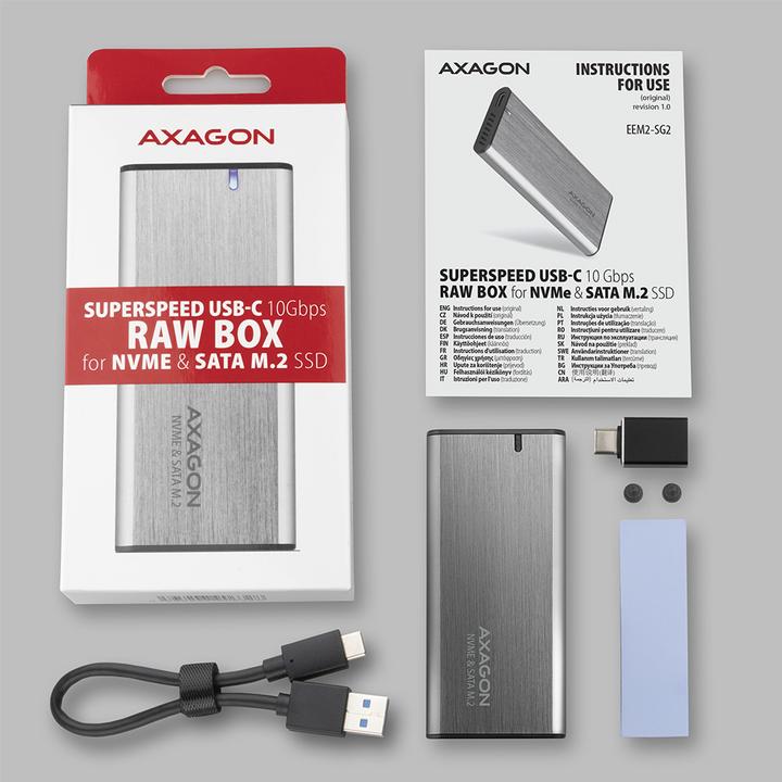 Immagine prodotto Axagon EEM2-SG2 custodia esterna per SSD M.2 USB-C 3.2 Gen 2 (M.2)