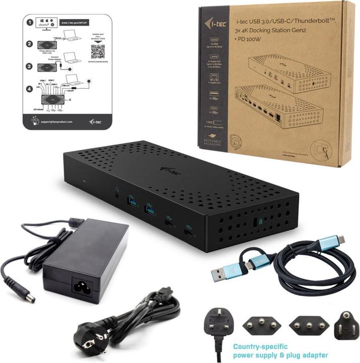 Produktbild i-tec Catriple4kdockpd2ch (USB-C, 13 Ports)
