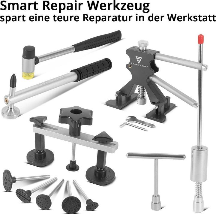 Produktbild Stahlwerk Dellen-Reparatur-Set 83-teiliges Kfz Smart Repair Ausbeul-Set