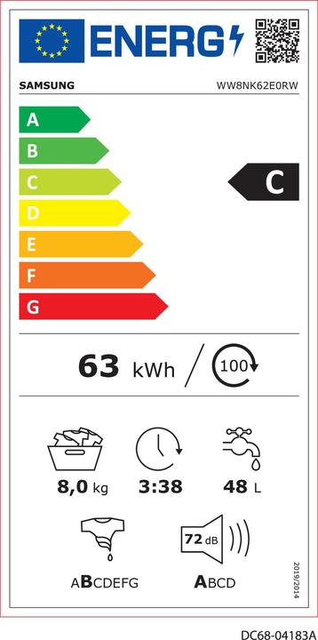 Energie-Label Samsung FrontladerWaschmaschine8 kg, C (8 kg, Links)