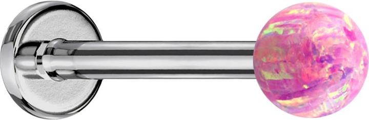 Image du produit Star Piercing Micro Labret argenté avec boule opale rose (sans laiton, Titane G23)