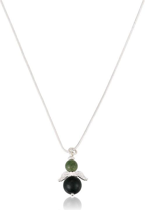 Produktbild Andreani Halskette mit kleinem Engelanhänger aus echter grüner Jade (Grüner Jade)