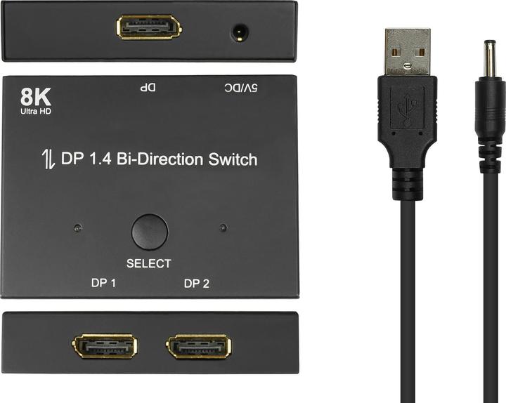 Image du produit Good Connections Commutateur DisplayPort 1.4, 2x, bidirectionnel, 8K @30Hz