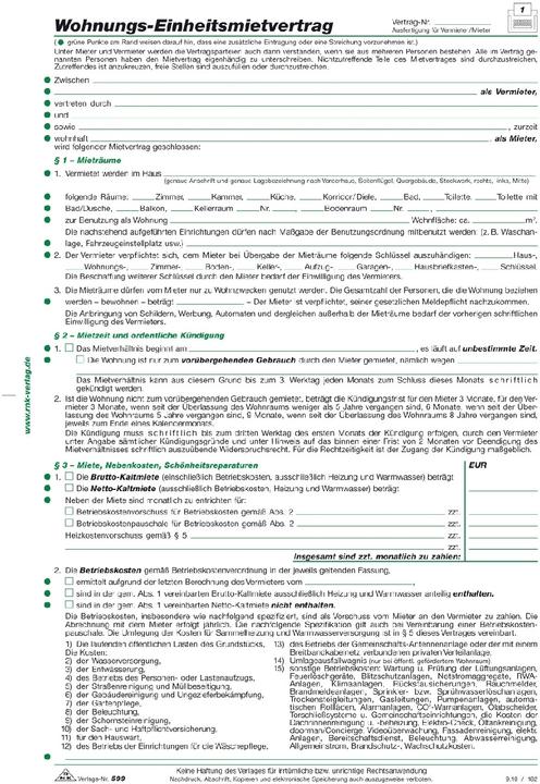 Nährwerte und Zutaten Rnk Mietvertrag Formular Papierformat: DIN A4 selbstdurchschreibend: Nein (4 x)
