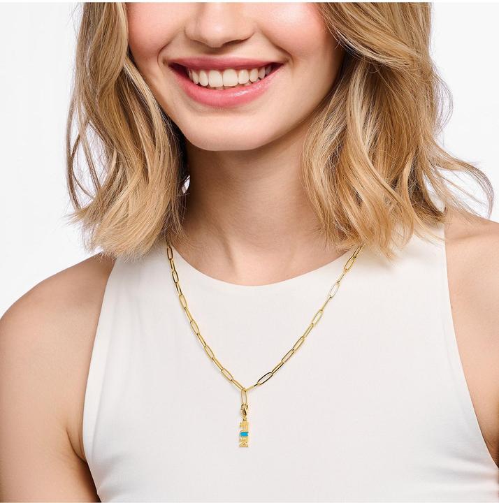 Immagine prodotto Thomas Sabo Collana Charm Member con Moneta Charmista Bianca Placcata Oro (Argento 925, Smalto, 45 cm)