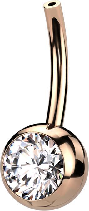 Produktbild Star Piercing Threadless Bananen-Stab rosegold mit Kugel Kristall silber (ohne Messing, Titan G23)