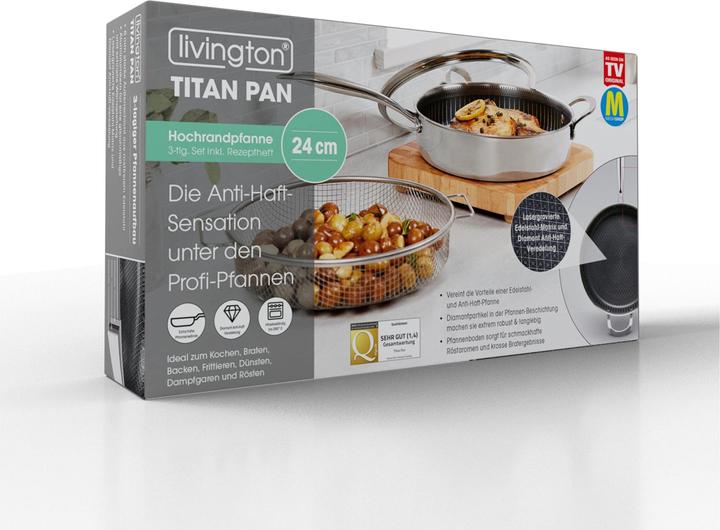 Immagine prodotto Livington Titan Pan (26.50 cm, Padella per friggere, Acciaio inossidabile, Alluminio)