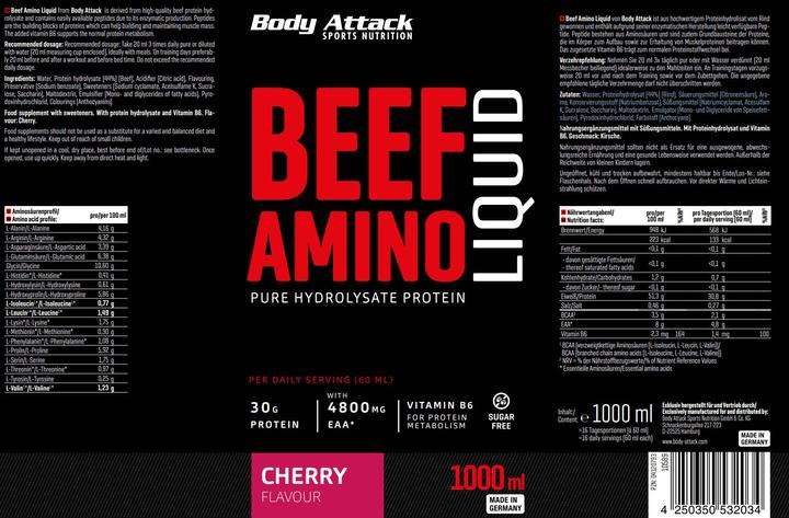 Actual product image Body Attack 100% Beef Amino Liquid (1000ml) (1 x 100 cl)
