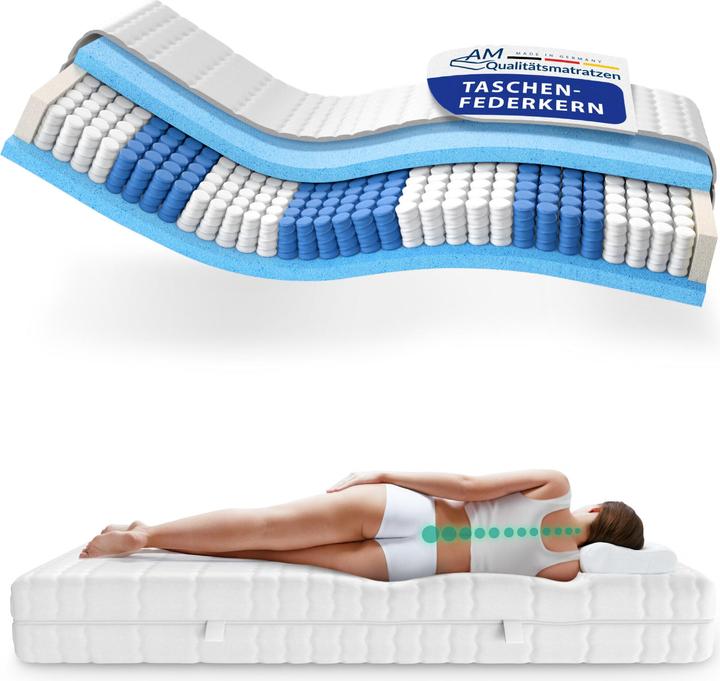 Produktbild AM Qualitätsmatratzen Premium 7-Zonen Taschenfederkern (140 x 220 cm, Federkern)