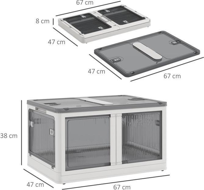 Produktbild Swisshandel24 Aufbewahrungsbox 99L stapelbar mit Rollen, 5-seitiger Zugang, Weiss (99 l)