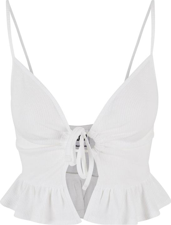 Urban Classics Ladies Waffle Pique Ruffle Top - 137877
