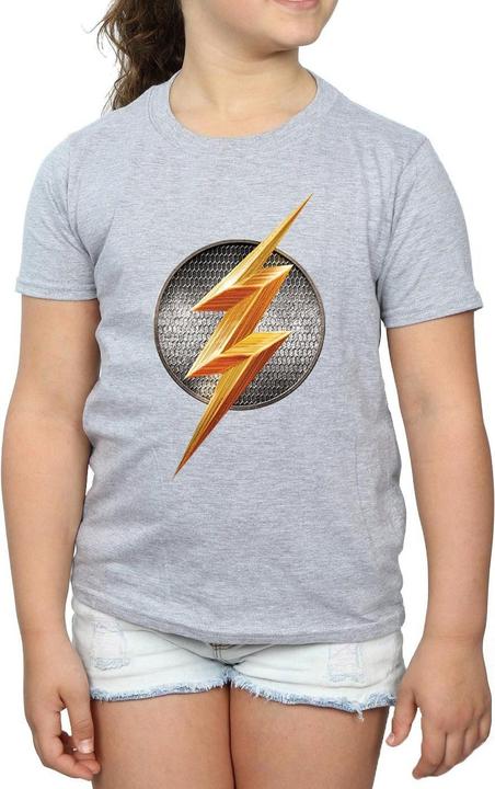 Actual product image Girls Justice League Movie Flash Emblem Cotton T-Shirt (116)