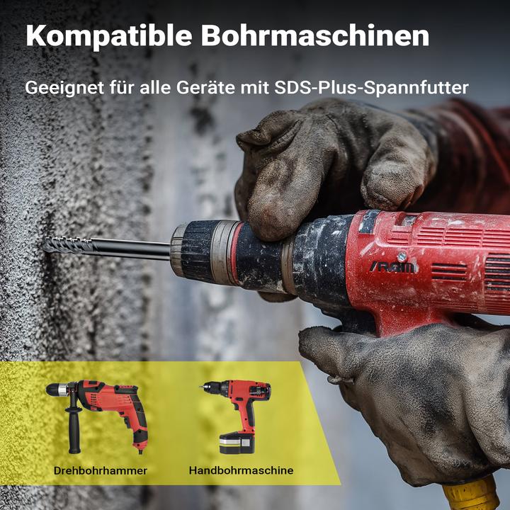 Produktbild Wiltec SDS Bohrer 3tlg Ø12/16/24 mm 1000mm Länge Hammerbohrer Durchbruchbohrer (12 mm, 24 mm, 16 mm)