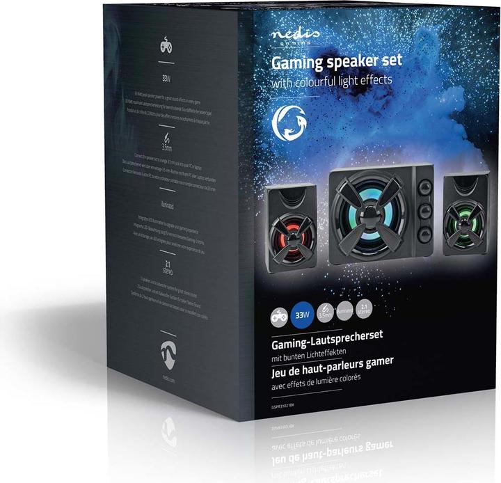 Produktbild Nedis Gaming-Lautsprecher | Lautsprecherkanäle: 2.1 | Stromversorgung über USB | 3.5 mm Stecker | 33
