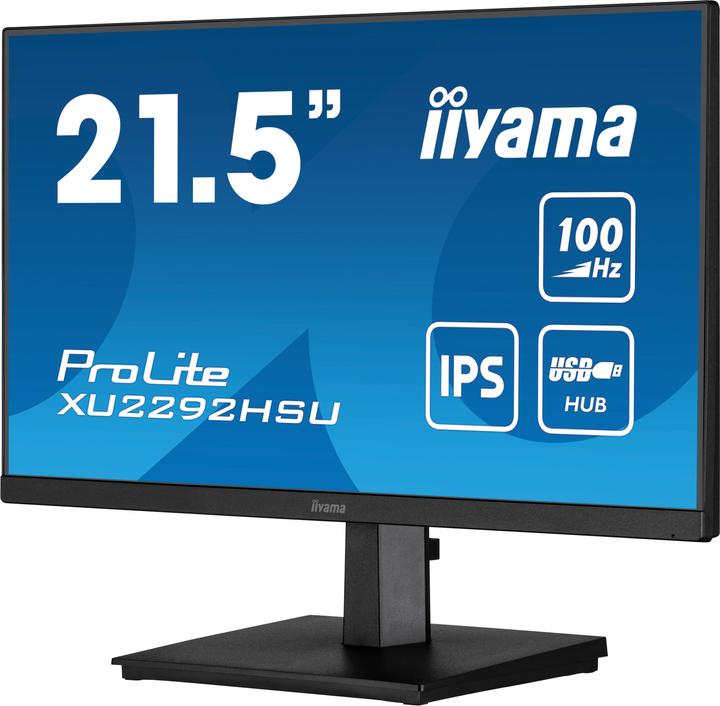 iiyama XU2292HSU-B6 54,61cm 21,5 pollici ETE IPS FHD 100Hz 250cd/m2 0,4ms HDMI DP USB-HUB 4x3.2 (1920 x 1080 pixel, 21.50")