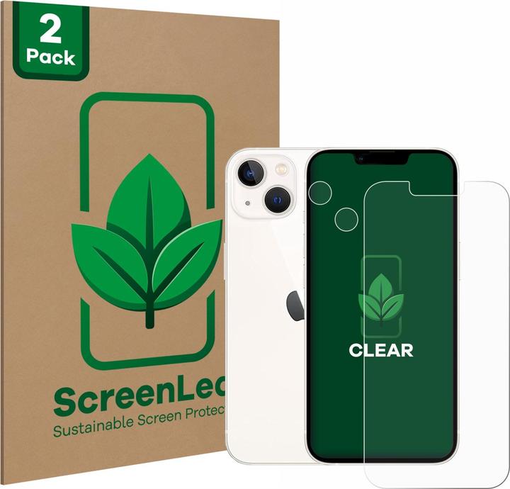 ScreenLeaf Schutzfolie nachhaltiger Displayschutz Displayschutzfolie Folie Klar Transparent (2 Stück, Apple iPhone 13)