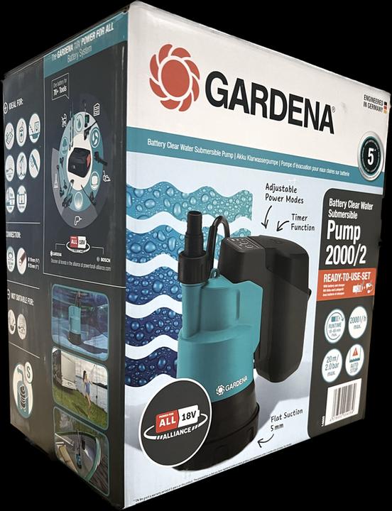 Produktbild Gardena Akku Klarwasser Tauchpumpe (Klarwasserpumpe)