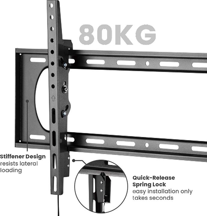 Produktbild Wiltec TV Halterung 37"–80" TV Wandhalterung 80kg Fernsehhalterung Stahl (80")
