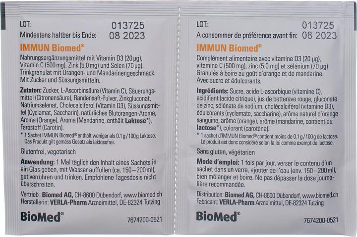 Nährwerte und Zutaten Biomed Immun Granulat 20 Beutel (20 Stück, Granulat, 137 g)