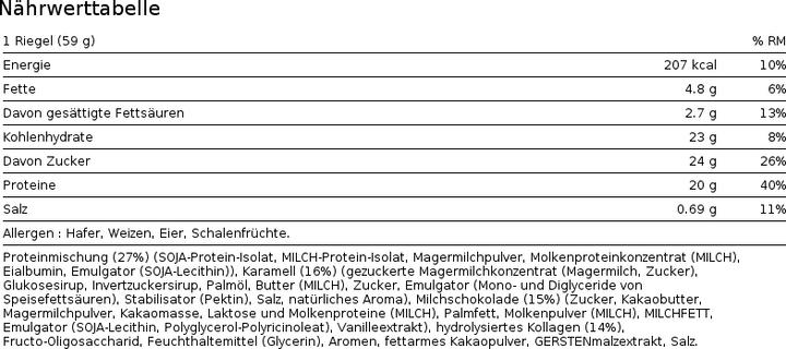 Nährwerte und Zutaten Mars HI Protein (Karamellschokolade, 12 Stk., 710 g)
