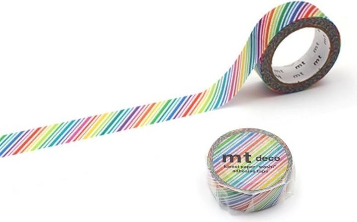 Produktbild MT Klebeband Washi Tape gestreift Regenbogen bedrucktes Klebeband (15 mm)