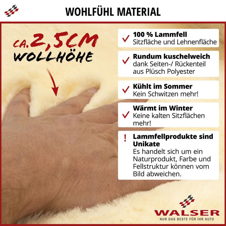 Actual product image Walser Maya lambskin car seat cover, single seat car cover, lambskin cover black