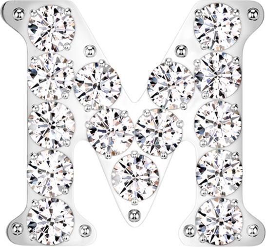 Star Piercing Threadless silber mit Kristallen silber Buchstabe M (Titan G23, ohne Messing)
