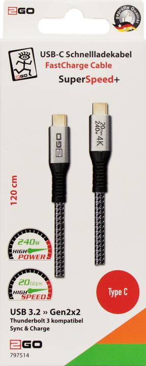 Actual product image 2GO USB C — USB C (1.20 m, USB 3.2 Gen 2x2)