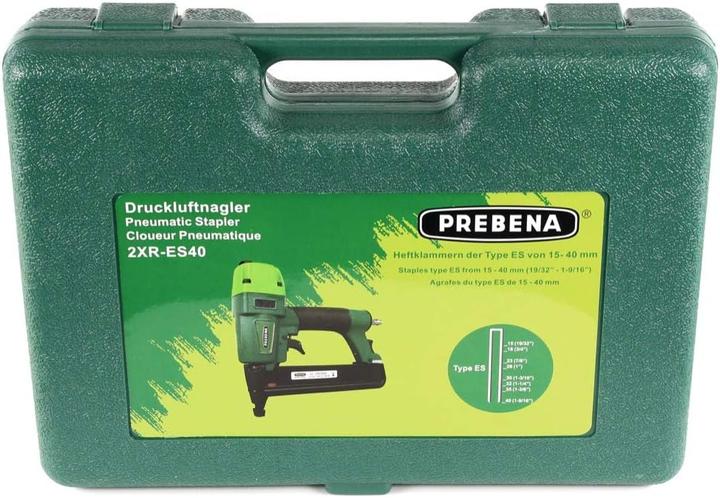 Produktbild Prebena 2XR-ES40 Klammergerät Druckluft Nagler im Transportkoffer Typ ES + 6000x CNKHA