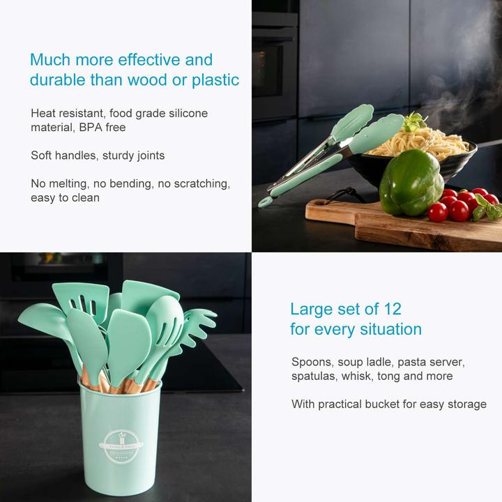 Immagine prodotto Intirilife Set di utensili da cucina da 12 pezzi con pinze, fruste e spatole
