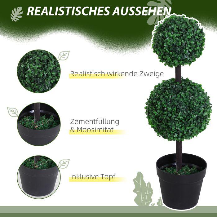 Image du produit Swisshandel24 künstliche Pflanzen 2er Set gross 67 cm Kunstpflanze mit 2 Kugel für Wohnzimmer (67 cm)
