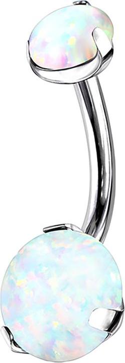 Produktbild Star Piercing Banane silber mit zwei Opale weiss (ohne Messing, Titan G23)
