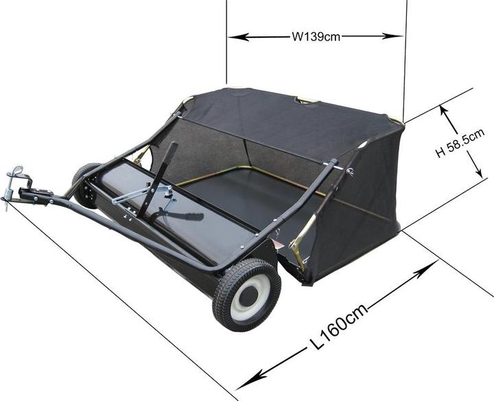 Actual product image Wiltec Lawn sweeper with 118 cm sweeping width Leaf collector 415 litre ride-on mower