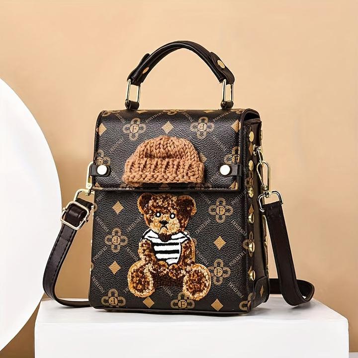 Actual product image Only-Bags.Store Mini backpack purse, PU leather, cute teddy bear design, mobile bag, stylish handbag