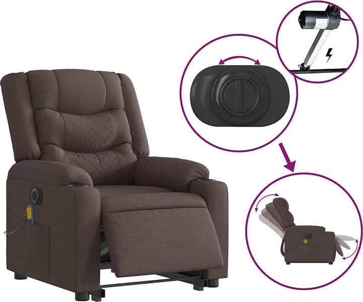 Actual product image VidaXL Electric massage chair with stand-up aid dark brown fabric