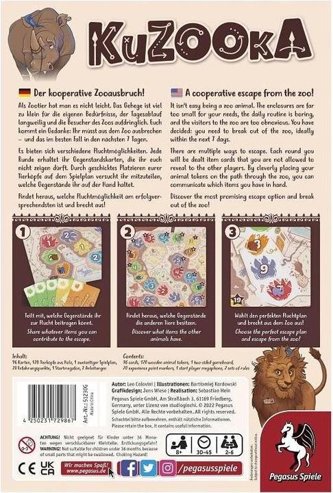 Produktbild Pegasus 51230G - KuZOOka, Brettspiel, für 2-6 Spieler, ab 9 Jahren (DE/EN-Ausgabe) (Englisch)