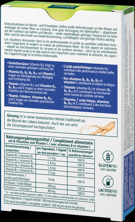 Nährwerte und Zutaten Kneipp Gedächtnis + Konzentration (30 Stück, Kapseln, 15 g)