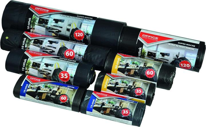 Actual product image Office Products bin liners, super strong (ldpe), 120l, 10 pieces, black (10 x, 120 l)