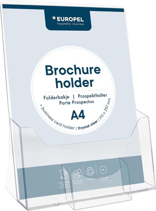 Image du produit Europel Porte-brochures de table, A4 vertical, avec compartiment pour cartes de visite pour format A4, en (A4)
