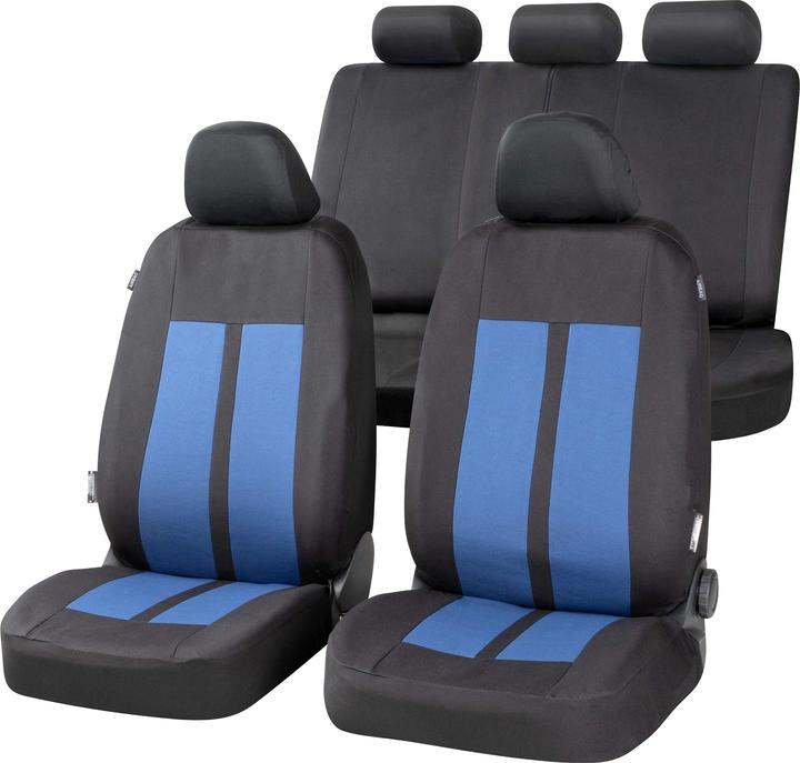 CarComfort Autositzbezug Elphin, PKW-Schonbezüge Komplettset schwarz/blau