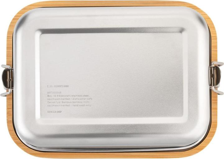 Image du produit CJH Lunch Box L en acier inoxydable, couvercle en bambou, séparateur