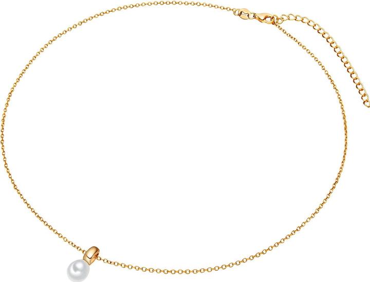 Valero Pearls Damen Sterling Silber Süsswasser-Zuchtperle Gelbgold 42,0 cm Grundkette + 7,0 cm Verlängerung (Sterling Silber, 42 - 49 cm)