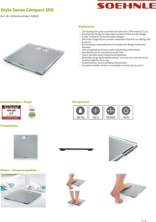 Image du produit Soehnle Pèse-personne Wägeber (180 kg)
