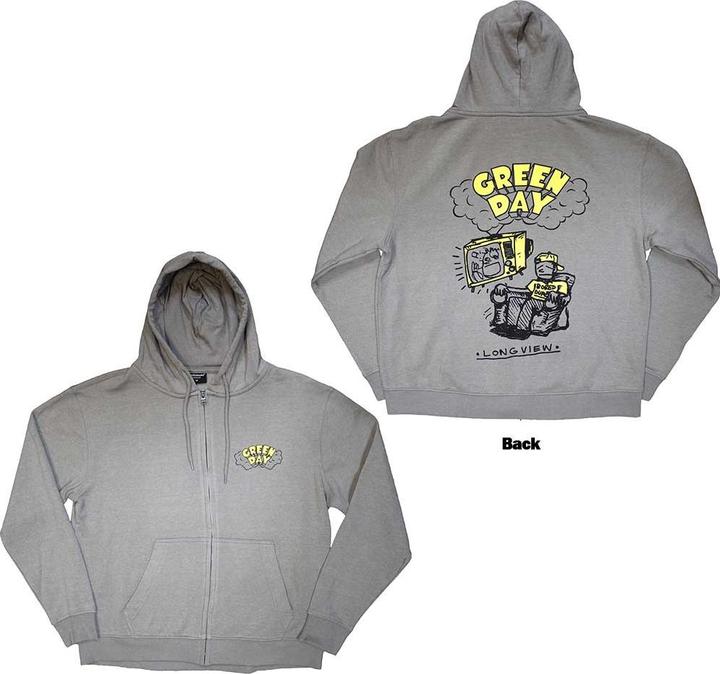 Green Day Longview Doodle Back Print (Zipper-Hoodie)