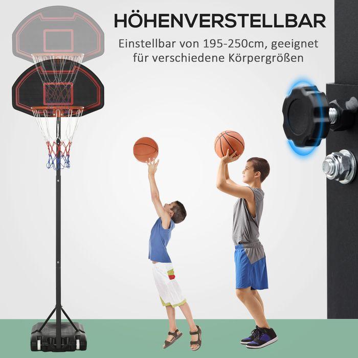Produktbild Swisshandel24 Basketballkorb mit Ständer Outdoor höhenverstellbar Basketballständer mit Rädern 195-250 cm geeignet