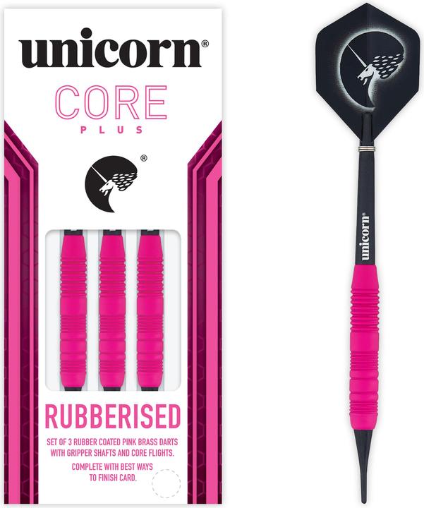 Produktbild Unicorn Core Plus Rubberised Pink Brass Soft Darts 1 Satz (17 g)