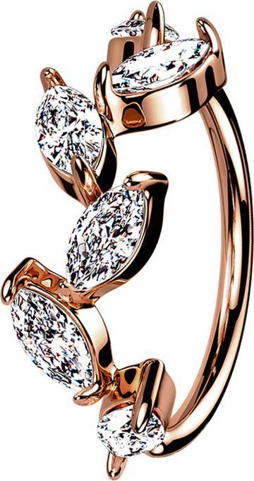 Hollywood Body Jewelry Micro Piercing Ring rosegold Weinrebe mit Kristallen (Messing)