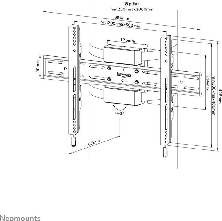 Actual product image Neomounts Neomount's Select Screen Pillar Mount (fi (Rod, 75", 50 kg)