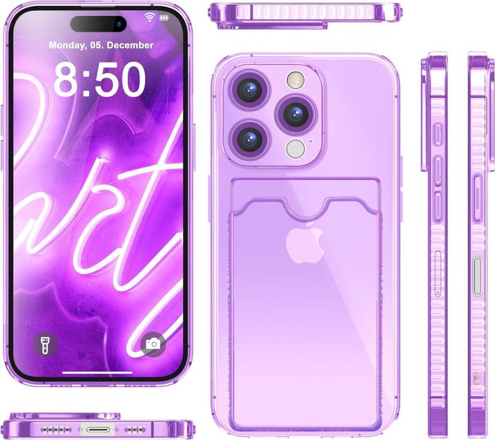 Produktbild Nalia Klar Transparente Neon Silikon Hülle Kartenhalter (Apple iPhone 16 Pro Max)