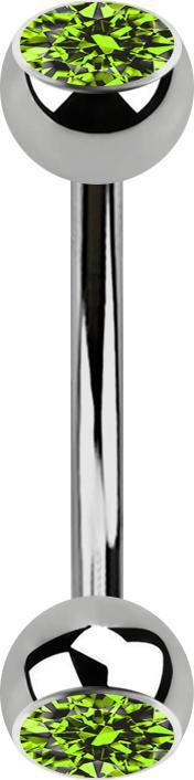 Immagine prodotto Star Piercing Banane silber mit zwei Kugeln Kristall hellgrün (senza ottone, Titanio G23)